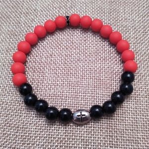 Red Silicone Beads Cross Stretch Bracelet